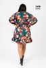 Picture of CURVY GIRL GREEN PRINTED WRAP DRESS